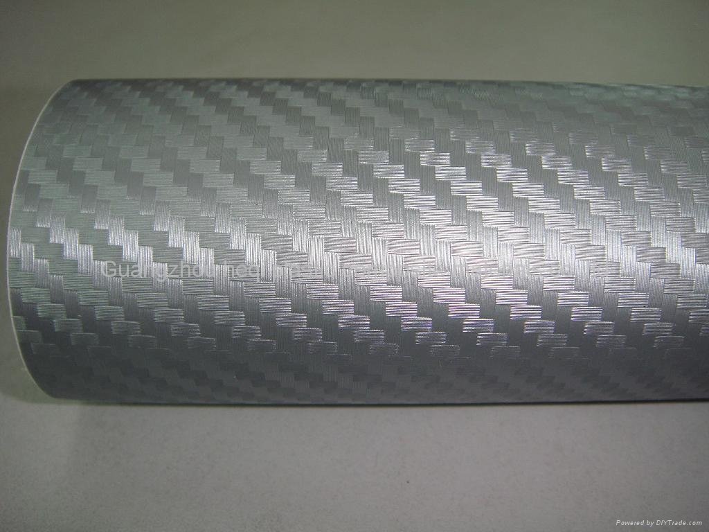 Sliver PVC 3D carbon fiber self adhesive film 3
