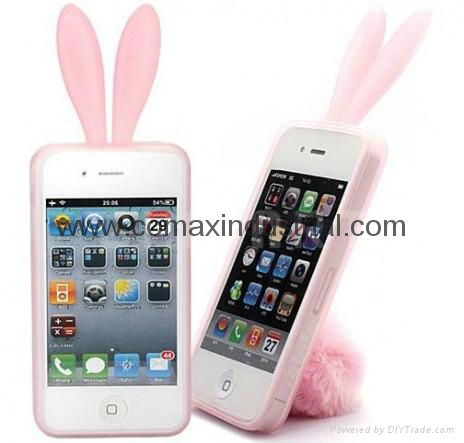 Fashion silicone rabbit phone case for iPhone