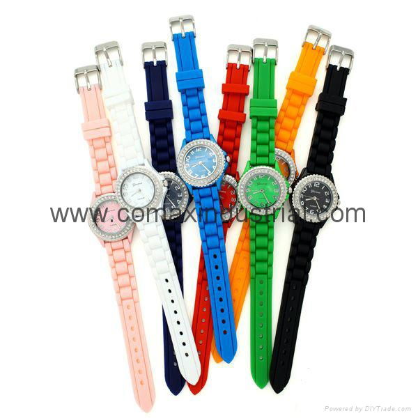 Silicone diamond fashion sport jelly watch