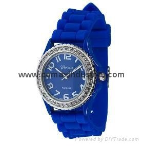 Silicone diamond fashion sport jelly watch 2