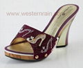 Women Crystal and Leather Sandals,