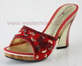 Women Leather and Crystal Sandals, Clogs, Slippers