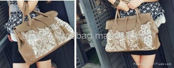 Latest design Stylish Women lace handbag /Stylish Women PU Leather bag 5