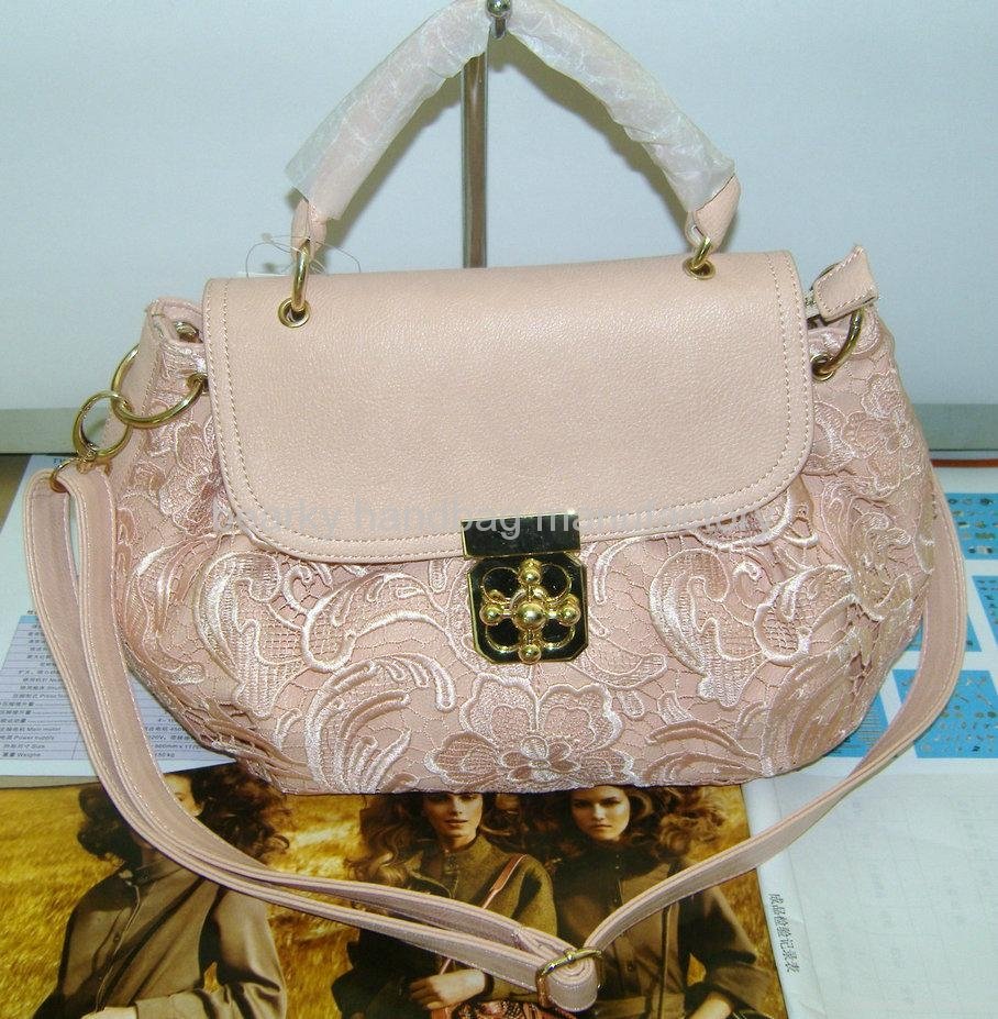 Latest design Stylish Women lace handbag /Stylish Women PU Leather bag 2