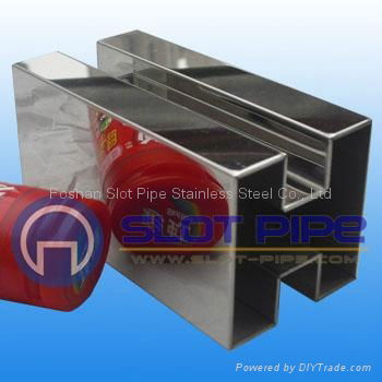 stainless steel double slot square tube mirror polish 1