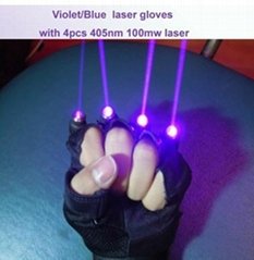  Violet Blue Laser Gloves With 4pcs 405nm 150mw laserfor For DJ Club/Party Show
