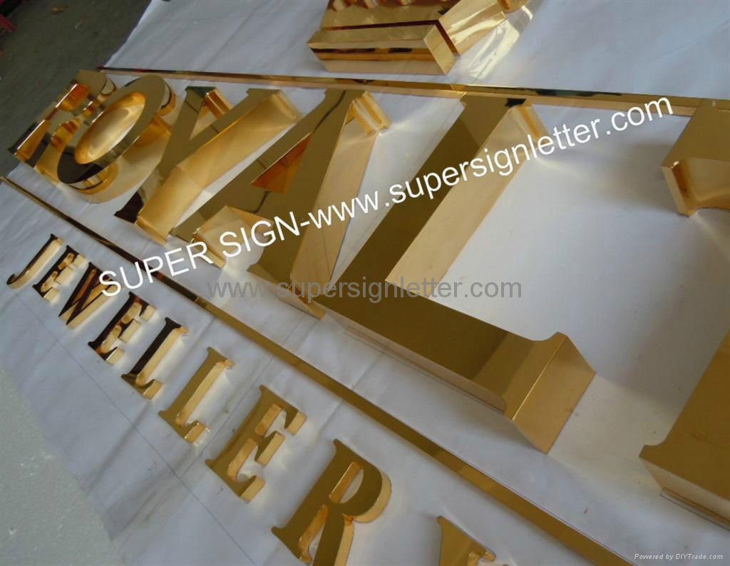 golden steel sign letter