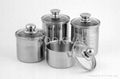 Stainless steel food canister with glass lid set SS Food pots for Ice Cream pot 1