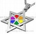 Rainbow Steel Ring Pendant Cufflink Jewelry 