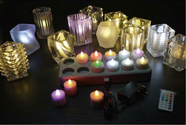 Rechargeable candle set for 12