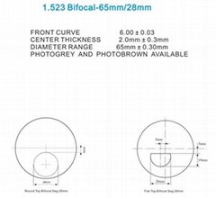 Round Top & Flat Top Bifocal 65/28mm Lens