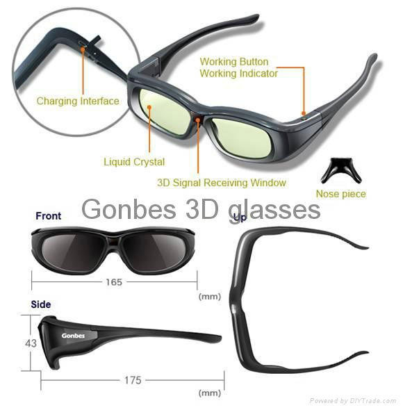 3d active shutter glasses for TV, compatible with Sony/LG/Samsung TV (adult use) 3
