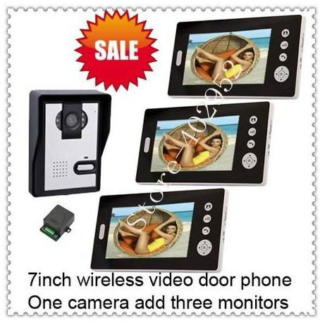 3 in 1 wireless color 7inch video doorphone intercom systems