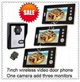 3 in 1 wireless color 7inch video doorphone intercom systems