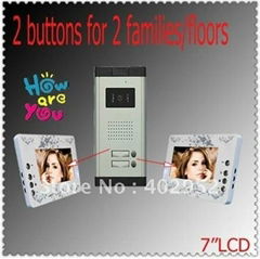 2 v 2 doorphone video intercom system 7inch color video door phone