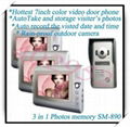 3 V 1 Memory Video door phone intercom system 7inch color for apartments 