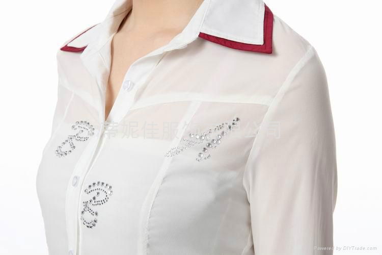 Korea Fashion Wholesale double-layer Collar Shirt White Chiffon shirt 4