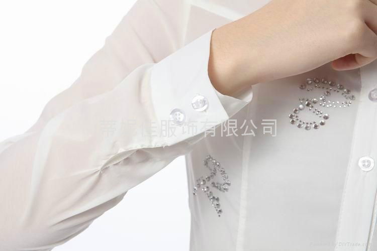 Korea Fashion Wholesale double-layer Collar Shirt White Chiffon shirt 5