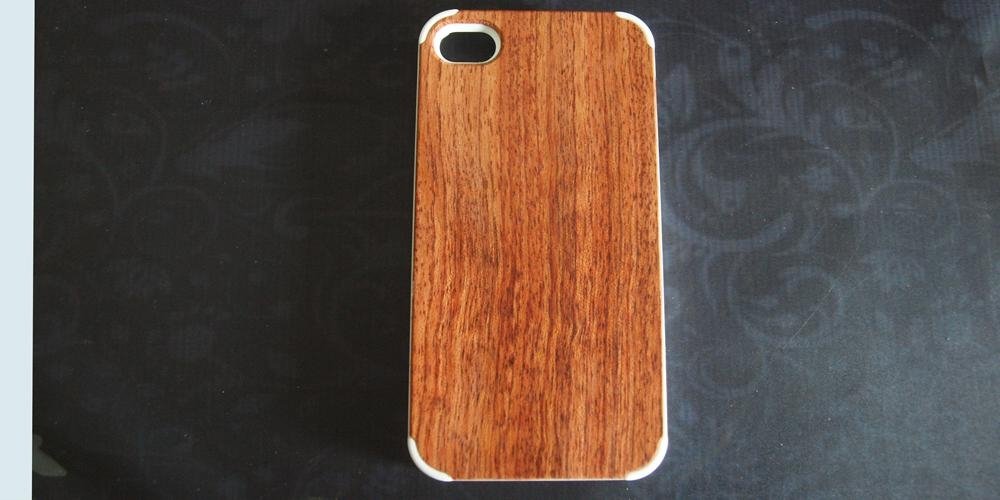Real Natural Zebra Wood Wooden Case Cover for iPhone 4 4S Black White