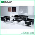 Strong simple steel frame black artificial leather office sofa 