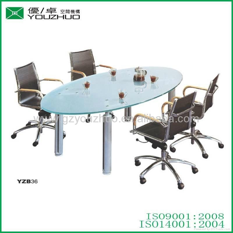 2013 Steel fame round glass conference tables 