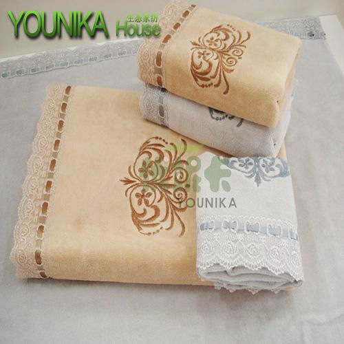 100% cotton velvet embroidered towel sets 