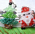 handmade beaded crystal Christmas tree charms mobile phone decoration 3