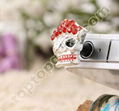 rhinestone skull dust plug iphone