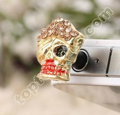 rhinestone skull dust plug iphone accessories decoration 3