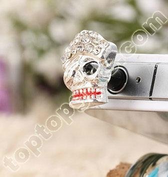 rhinestone skull dust plug iphone accessories decoration 4