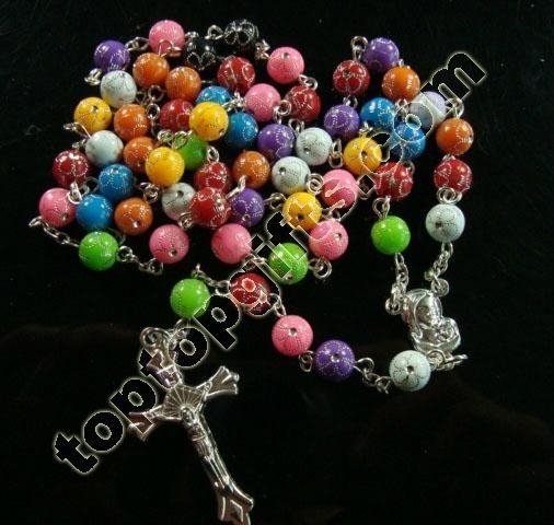 flower plastic rosary prayer beads 3