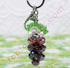 12mm rondelle crystal beaded grape key ring