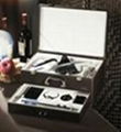 Wine bottle opener and decanter leather box perfect sets