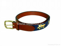 100%hand stitched needlepoint belt