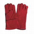 16" Red Cowhide Split Leather Welding Gloves 1