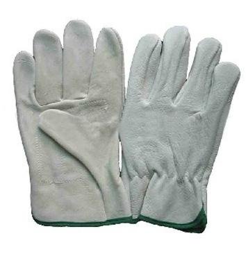 10" White Cowhide Leather Driving Gloves