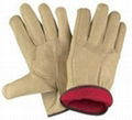 10"Full Fleece Lining Grain Cowhide Leather Winter Gloves