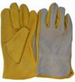 10"Yellow Grain Cowhide Leather Driver Gloves 1