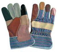 10.5"Rainbow Color Patched Palm Furniture Leather Work Gloves