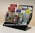 acrylic three layers slant black table top brochure holder/stand