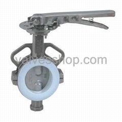 Half Cover PTFE Wafer Type Butterfly Valve