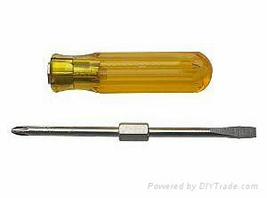 Combination reversible screwdriver with acetate handle