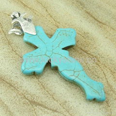 Wholesale Fashion unique cross pendant Turquoise gemstone pendant 