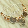 Latest unique charm fashion jewerly necklaces Ammonite Fossil