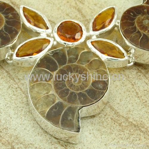 Latest unique charm fashion jewerly necklaces Ammonite Fossil 2