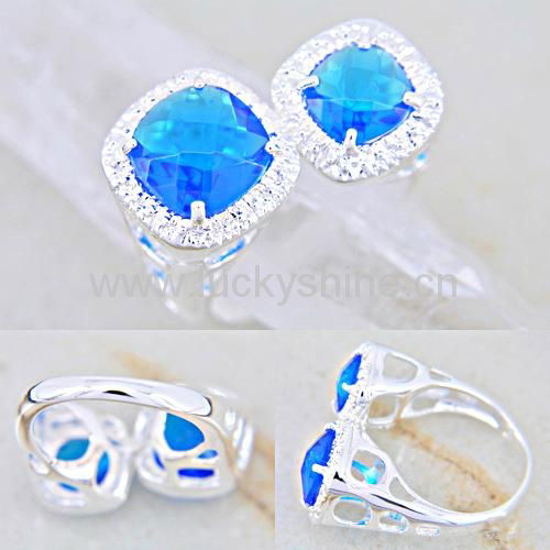 Wholesale 925  Silver Rings Blue Topaz For Women 5