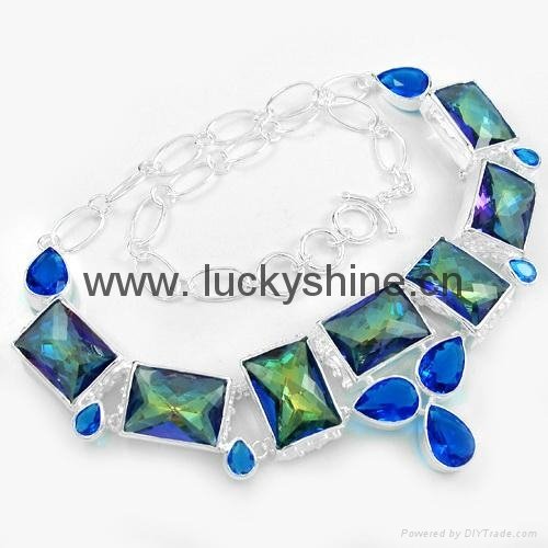 fashion Charm popular jewelry necklace 925 silver Mystic Topaz