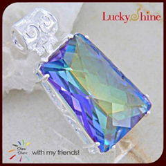 Wholesale Women Jewelry Accessories Simple Style Rainbow Topaz Pendant 