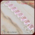 Ebay Hot Sale Cheap Silver 925 Bracelet Wholesale Pink Topaz 1