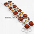 indian fashion gemstone jewelry red jasper  Charm bracelet 1